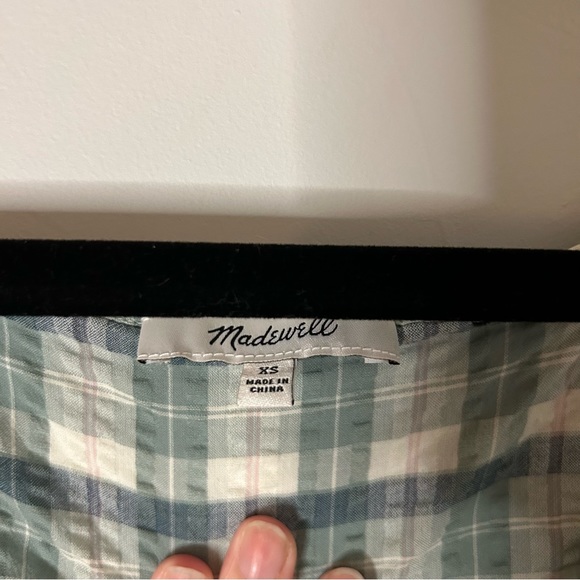 Madewell Plaid Puff-Sleeve Ruched Bodice Top - Picture 7 of 8